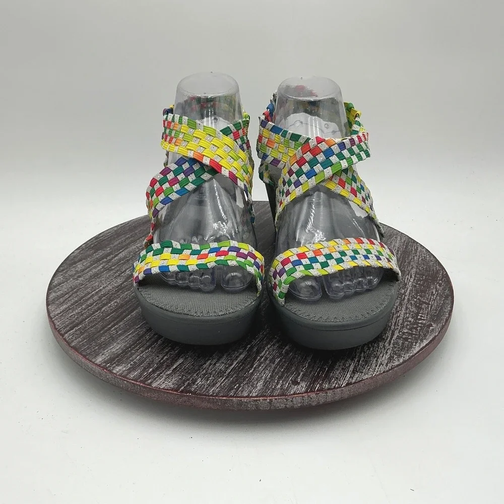 Steven‎ by Steve Madden Sandals Womens 9.5 Bingoo Rainbow Woven Wedge Platform